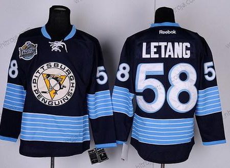 Barn Pittsburgh Penguins #58 Kris Letang Marin Blå Tredje tröjan Tröjor