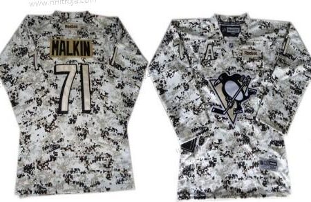 Barn Pittsburgh Penguins #71 Evgeni Malkin Vit Camo Tröjor