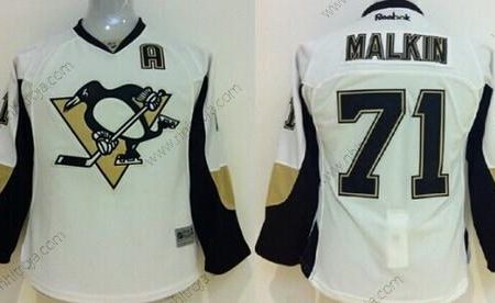 Barn Pittsburgh Penguins #71 Evgeni Malkin Vit Tröjor