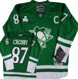 Barn Pittsburgh Penguins #87 Sidney Crosby St. Patrick’S Day Grön Tröjor