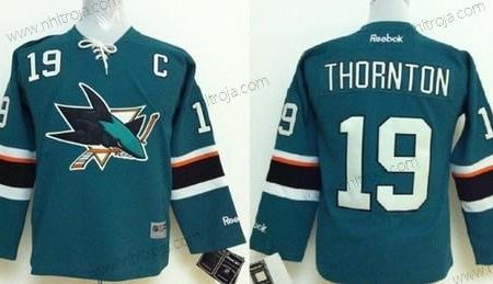 Barn San Jose Sharks #19 Joe Thornton 2014 Blå Tröjor