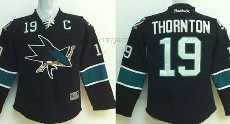 Barn San Jose Sharks #19 Joe Thornton Svart Tröjor