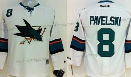 Barn San Jose Sharks #8 Joe Pavelski 2014 Vit Tröjor