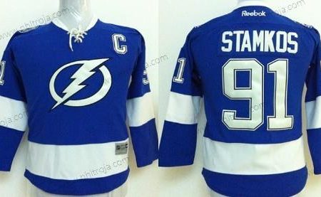 Barn Tampa Bay Lightning #91 Steven Stamkos New Blå Tröjor