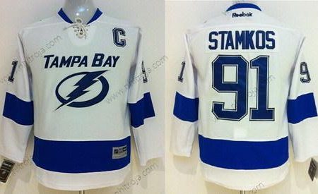 Barn Tampa Bay Lightning #91 Steven Stamkos New Vit Tröjor