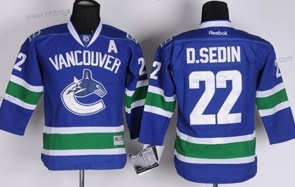 Barn Vancouver Canucks #22 Daniel Sedin Blå Tröjor