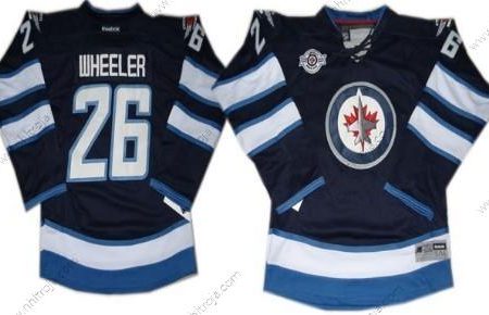 Barn Winnipeg Jets #26 Blake Wheeler Marin Blå Tröjor