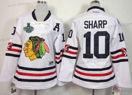 Dam Chicago Blackhawks #10 Patrick Sharp 2015 Stanley Cup 2015 Vinter Klassisk Vit Tröjor