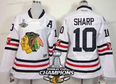 Dam Chicago Blackhawks #10 Patrick Sharp 2015 Vinter Klassisk Vit Tröjor W/2015 Stanley Cup Champion Patch