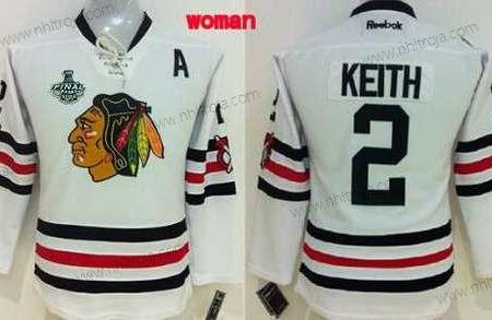 Dam Chicago Blackhawks #2 Duncan Keith 2015 Stanley Cup 2015 Vinter Klassisk Vit Tröjor