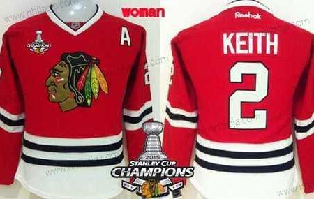 Dam Chicago Blackhawks #2 Duncan Keith Röd Tröjor W/2015 Stanley Cup Champion Patch