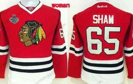 Dam Chicago Blackhawks #65 Andrew Shaw 2015 Stanley Cup Röd Tröjor