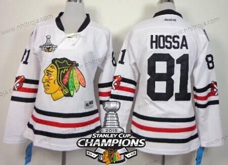 Dam Chicago Blackhawks #81 Marian Hossa 2015 Vinter Klassisk Vit Tröjor W/2015 Stanley Cup Champion Patch