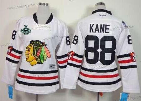 Dam Chicago Blackhawks #88 Patrick Kane 2015 Stanley Cup 2015 Vinter Klassisk Vit Tröjor