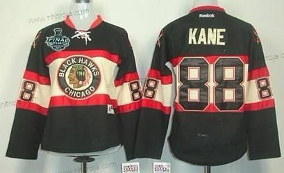 Dam Chicago Blackhawks #88 Patrick Kane 2015 Stanley Cup Svart Tredje tröjan Tröjor