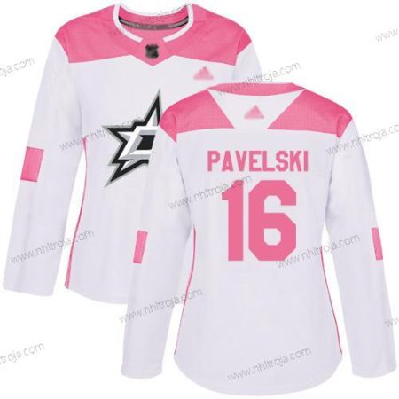 Dam Dallas Stars #16 Joe Pavelski Vit Rosa Autentisk Stitched Hockey Tröjor