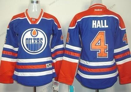 Dam Edmonton Oilers #4 Taylor Hall Royal Blå Tröjor