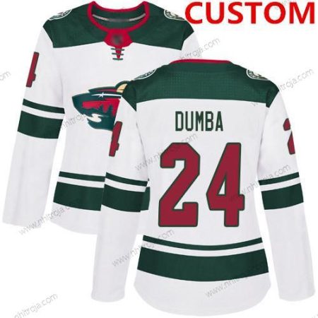 Dam Minnesota Wild Skräddarsydda Vit Road Autentisk Stitched Hockey Tröjor