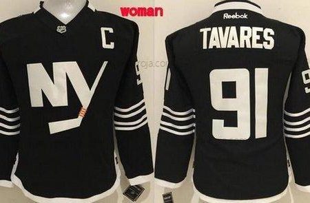 Dam New York Islanders #91 John Tavares 2015 Reebok Svart Premier Alternativ Tröjor