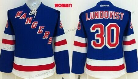 Dam New York Rangers #30 Henrik Lundqvist Blå Tröjor