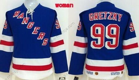 Dam New York Rangers #99 Wayne Gretzky Blå Retro CCM Tröjor