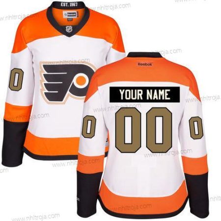 Dam Philadelphia Flyers Skräddarsydda Vit Tredje tröjan 50Th Guld Stitched NHL Reebok Hockey Tröjor