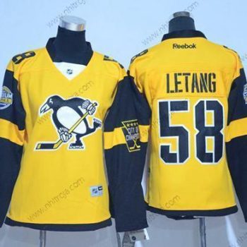 Dam Pittsburgh Penguins #58 Kris Letang Guld 2017 Stadium Series Stitched NHL Tröjor