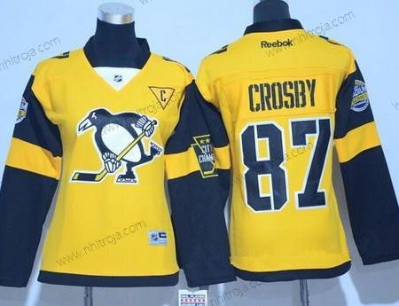 Dam Pittsburgh Penguins #87 Sidney Crosby Gul 2017 Stadium Series Stitched NHL Reebok Hockey Tröjor