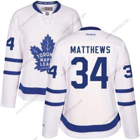 Dam Toronto Maple Leafs #34 Auston Matthews Vit Stitched NHL 2016-17 Reebok Hockey Borta Tröjor