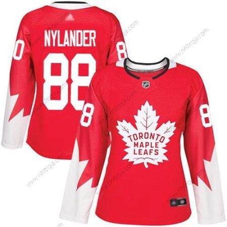 Dam Toronto Maple Leafs #88 William Nylander Röd Team Kanada Autentisk Stitched Hockey Tröjor