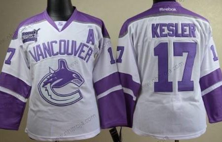 Dam Vancouver Canucks #17 Ryan Kesler Vit Bekämpar cancer Tröjor