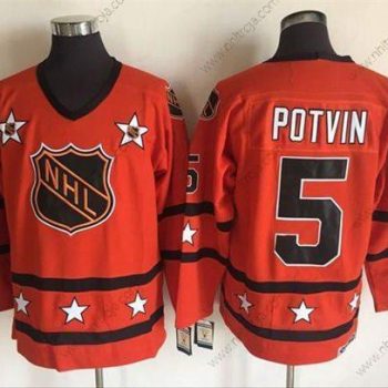 Herrar 1972-81 NHL All-Star #5 Denis Potvin Orange CCM Stitched Vintage Hockey Tröjor