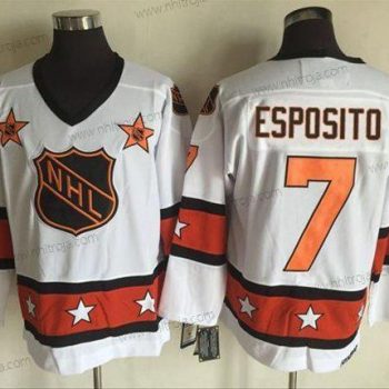 Herrar 1972-81 NHL All-Star #7 Phil Esposito Vit CCM Stitched Vintage Hockey Tröjor