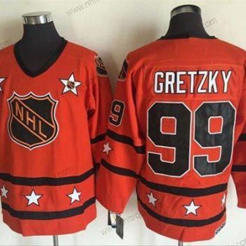 Herrar 1972-81 NHL All-Star #99 Wayne Gretzky Orange CCM Stitched Vintage Hockey Tröjor