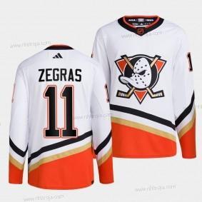 Herrar Anaheim Ducks #11 Trevor Zegras Vit 2022-23 Omvänd Retro Stitched Tröjor