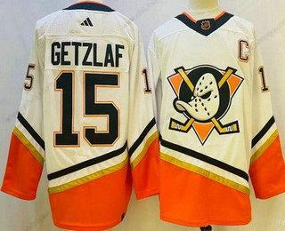 Herrar Anaheim Ducks #15 Ryan Getzlaf Vit 2022 Omvänd Retro Autentisk Tröjor