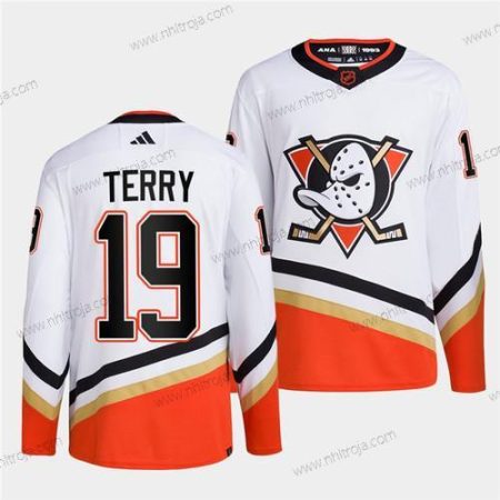 Herrar Anaheim Ducks #19 Troy Terry Vit 2022-23 Omvänd Retro Stitched Tröjor