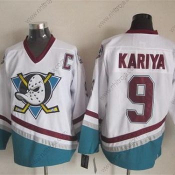 Herrar Anaheim Ducks #9 Paul Kariya Vit Retro CCM Tröjor