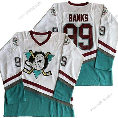 Herrar Anaheim Ducks #99 Adam Banks Mighty Ducks 1995-96 Mighty Movie Vit Grön Tröjor