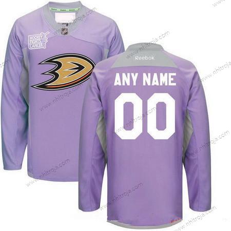 Herrar Anaheim Ducks Skräddarsydda Lila Rosa Reebok Hockey Bekämpar cancer Träning Tröjor