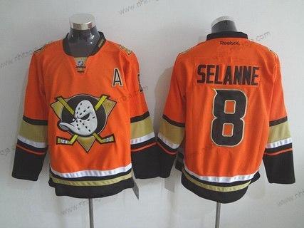 Herrar Anaheim Mighty Ducks #8 Teemu Reebok 2015 Orange Alternativ Premier Tröjor