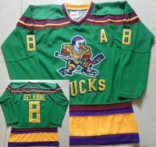 Herrar Anaheim Mighty Ducks #8 Teemu Selanne 1991-92 Grön CCM Vintage Tröjor