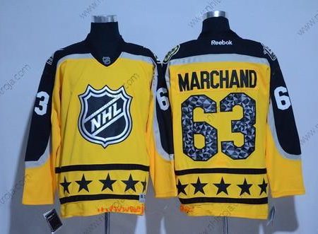 Herrar Atlantic Division Boston Bruins #63 Brad Marchand Reebok Gul 2017 NHL All-Star Stitched Ice Hockey Tröjor