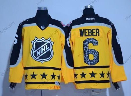 Herrar Atlantic Division Montreal Canadiens #6 Shea Weber Reebok Gul 2017 NHL All-Star Stitched Ice Hockey Tröjor