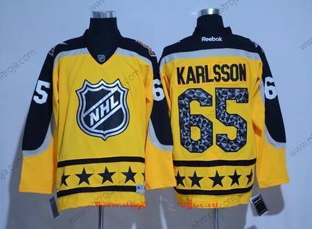 Herrar Atlantic Division Ottawa Senators #65 Erik Karlsson Reebok Gul 2017 NHL All-Star Stitched Ice Hockey Tröjor