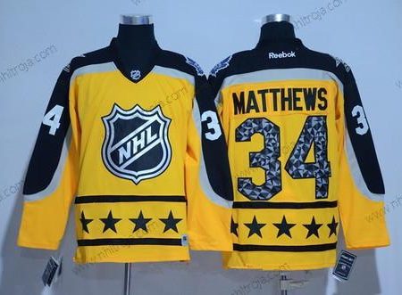 Herrar Atlantic Division Toronto Maple Leafs #34 Auston Matthews Reebok Gul 2017 NHL All-Star Stitched Ice Hockey Tröjor