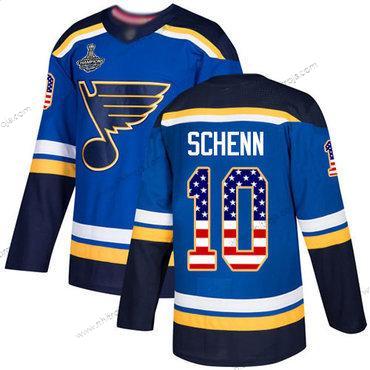 Herrar Blues #10 Brayden Schenn Blå Autentisk USA Flag Stanley Cup Champions Stitched Hockey Hemma Tröjor