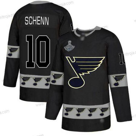 Herrar Blues #10 Brayden Schenn Svart Autentisk Team Logo Stanley Cup Champions Stitched Hockey Tröjor