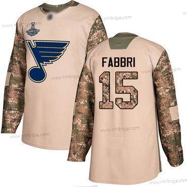 Herrar Blues #15 Robby Fabbri Camo Autentisk 2017 Veterans Day Stanley Cup Champions Stitched Hockey Tröjor