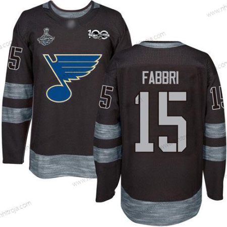 Herrar Blues #15 Robby Fabbri Svart 1917-2017 100th Jubileum Stanley Cup Champions Stitched Hockey Tröjor